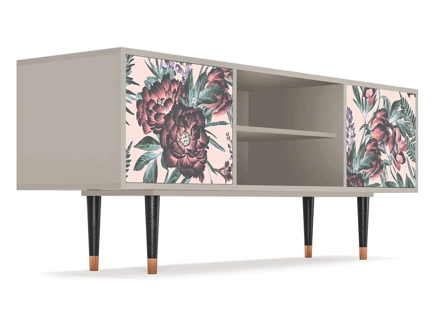 Clearance Mueble de TV - 170х69х48 cm - T2 - Peach Peonies, Areia Bege