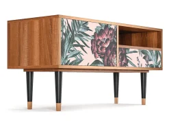 Móvel De Tv* Mueble de TV - 115х59х48 cm - T3 - Peach Peonies, Nogueira Castanho
