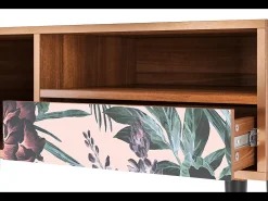 Móvel De Tv* Mueble de TV - 115х59х48 cm - T3 - Peach Peonies, Nogueira Castanho