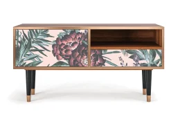 Móvel De Tv* Mueble de TV - 115х59х48 cm - T3 - Peach Peonies, Nogueira Castanho