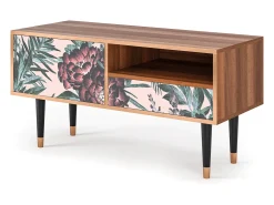 Móvel De Tv* Mueble de TV - 115х59х48 cm - T3 - Peach Peonies, Nogueira Castanho