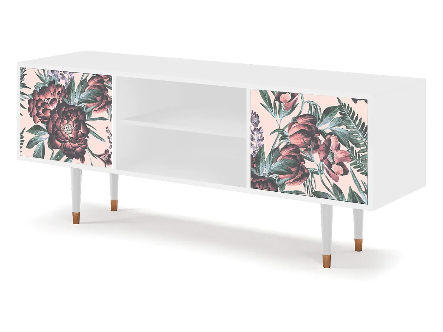 Outlet Mueble de TV - 170х69х48 cm - T2 - Peach Peonies, Branco Bege