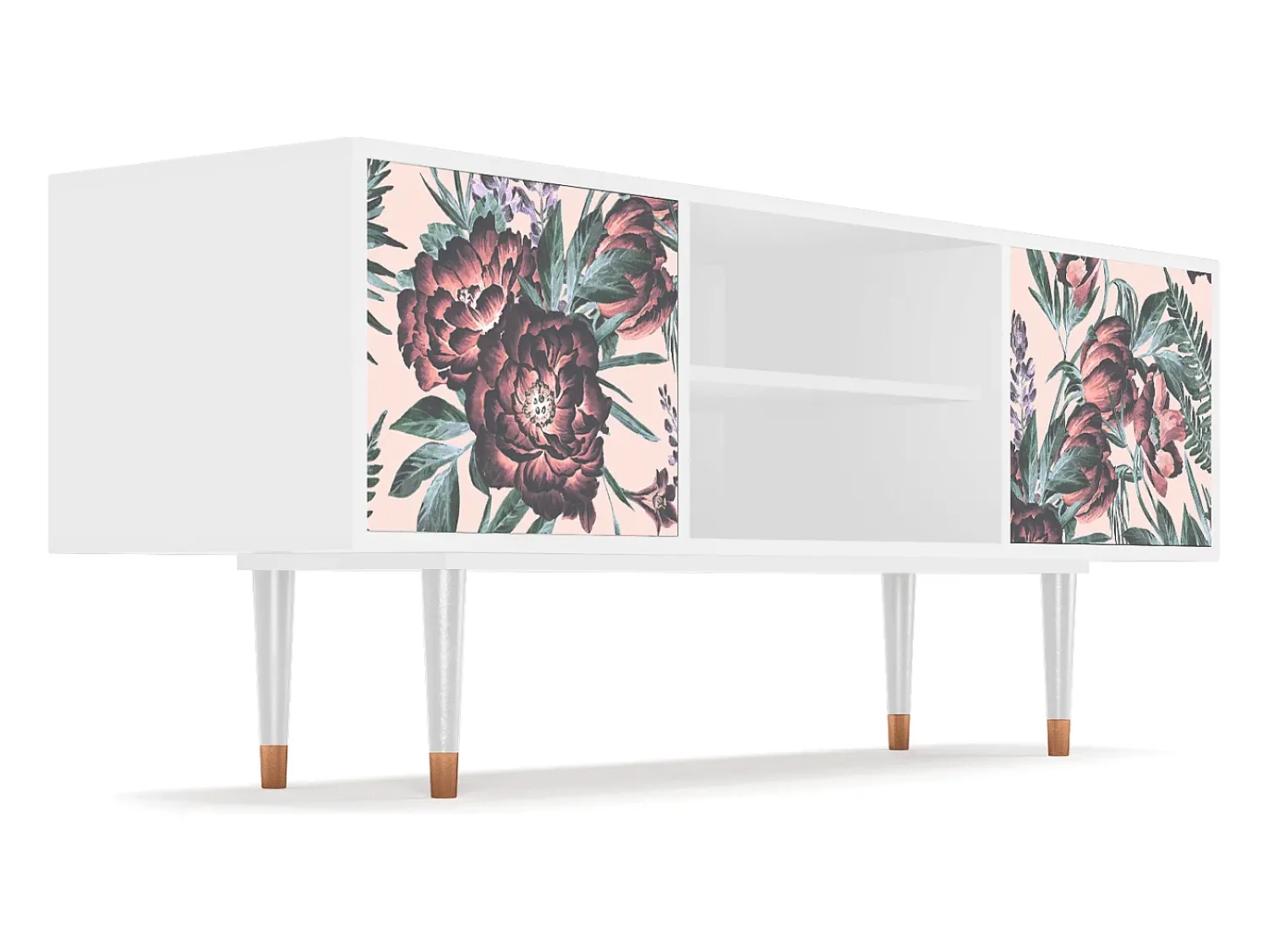 Outlet Mueble de TV - 170х69х48 cm - T2 - Peach Peonies, Branco Bege