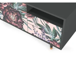 Móvel De Tv| Mueble de TV - 125х56х41 cm - T7 - Peach Peonies, Antracite Cinza antracite