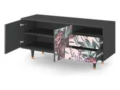 Móvel De Tv| Mueble de TV - 125х56х41 cm - T7 - Peach Peonies, Antracite Cinza antracite