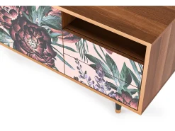 Mueble de TV - 125х56х41 cm - T7 - Peach Peonies, Nogueira^ Móvel De Tv