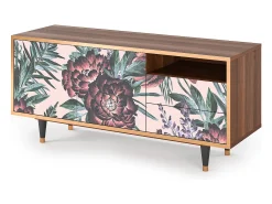 Mueble de TV - 125х56х41 cm - T7 - Peach Peonies, Nogueira^ Móvel De Tv