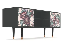 Móvel De Tv* Mueble de TV - 170х69х48 cm - T2 - Peach Peonies, Antracite Cinza antracite