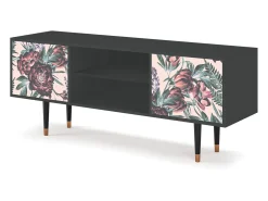 Móvel De Tv* Mueble de TV - 170х69х48 cm - T2 - Peach Peonies, Antracite Cinza antracite