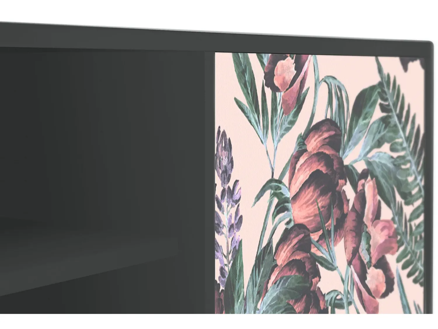 Móvel De Tv* Mueble de TV - 170х69х48 cm - T2 - Peach Peonies, Antracite Cinza antracite