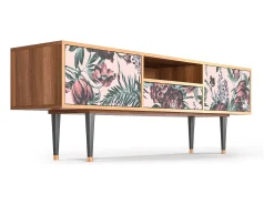 Móvel De Tv| Mueble de TV - 170х59х41 cm - T6 - Peach Peonies, Nogueira Castanho