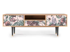 Móvel De Tv| Mueble de TV - 170х59х41 cm - T6 - Peach Peonies, Nogueira Castanho