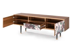 Móvel De Tv| Mueble de TV - 170х59х41 cm - T6 - Peach Peonies, Nogueira Castanho