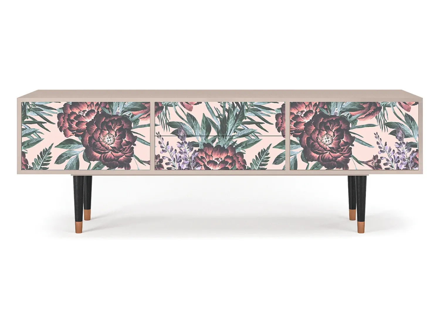 Móvel De Tv| Mueble de TV - 170х59х48 cm - T4 - Peach Peonies, Latte Bege