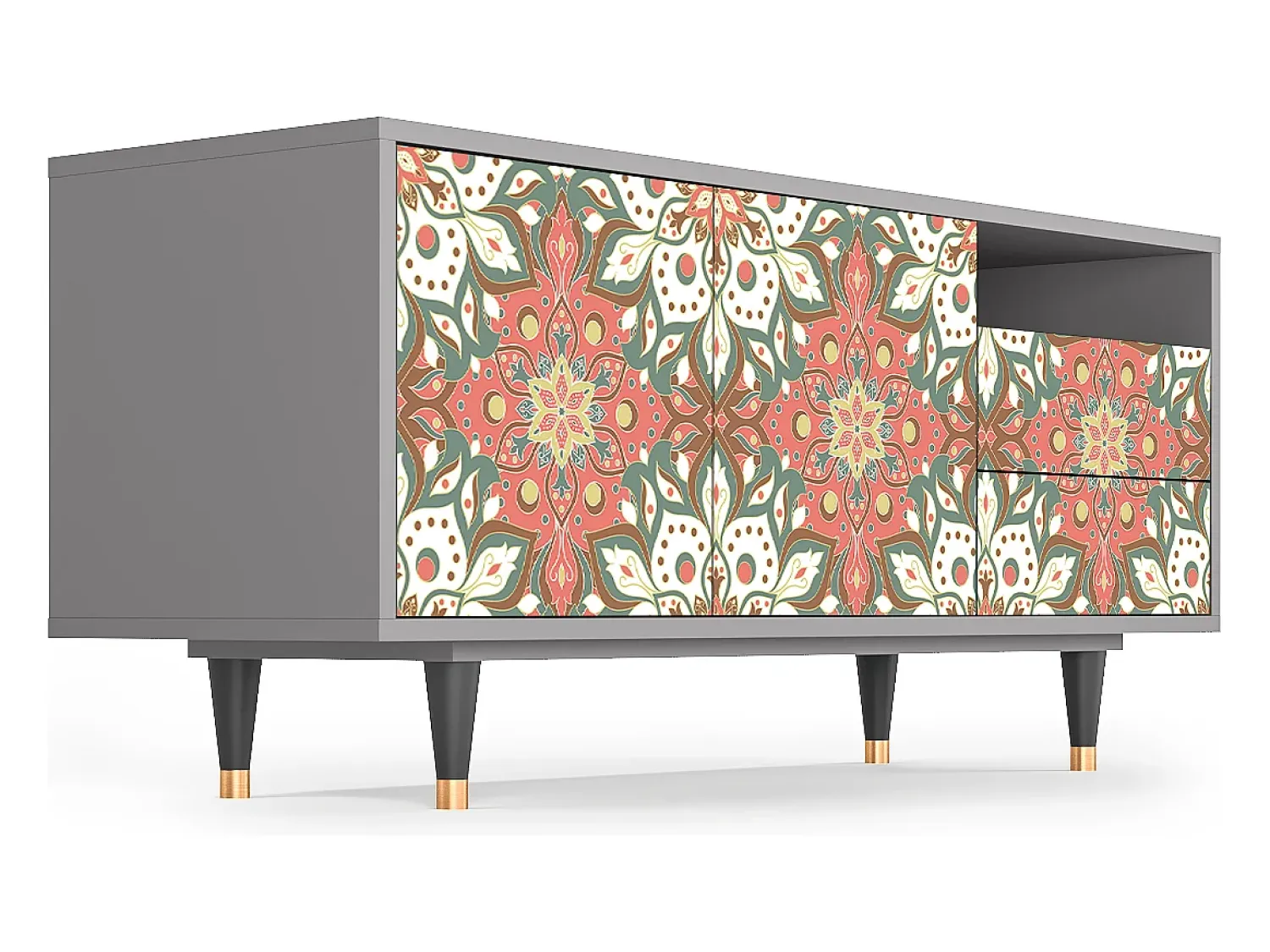 Discount Mueble de TV - 125х56х41 cm - T7 - Peach Grove, Cinza Cinzento