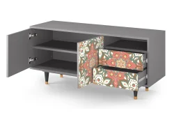 Discount Mueble de TV - 125х56х41 cm - T7 - Peach Grove, Cinza Cinzento