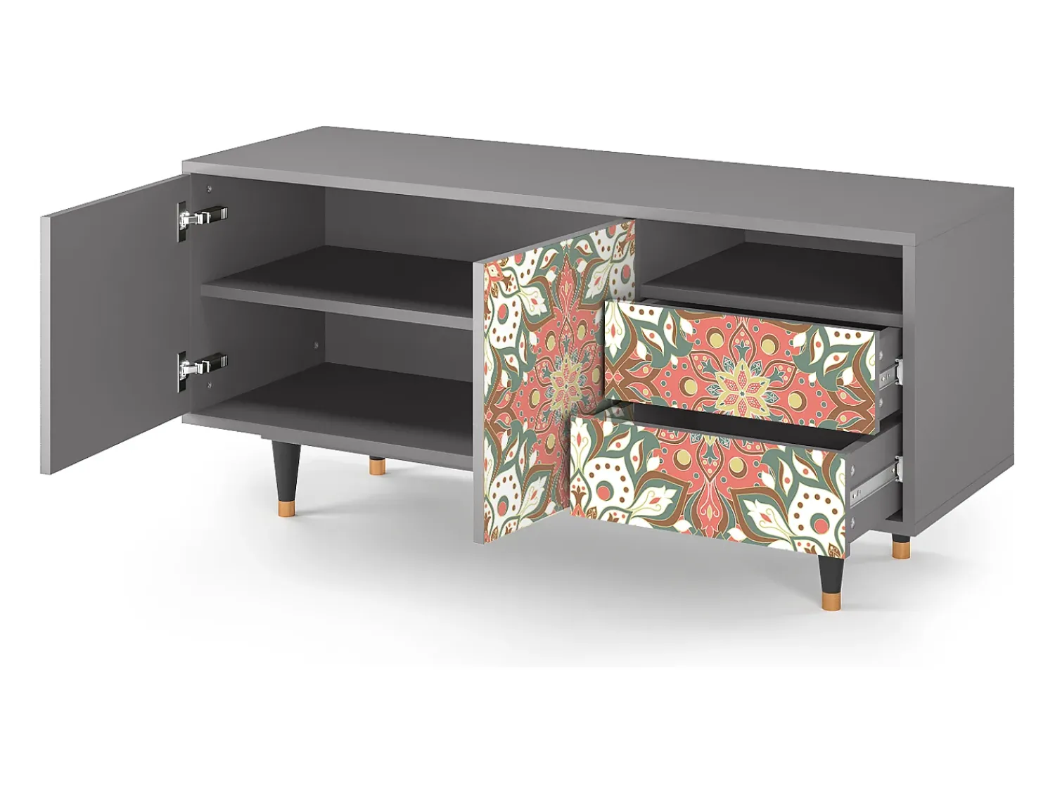 Discount Mueble de TV - 125х56х41 cm - T7 - Peach Grove, Cinza Cinzento