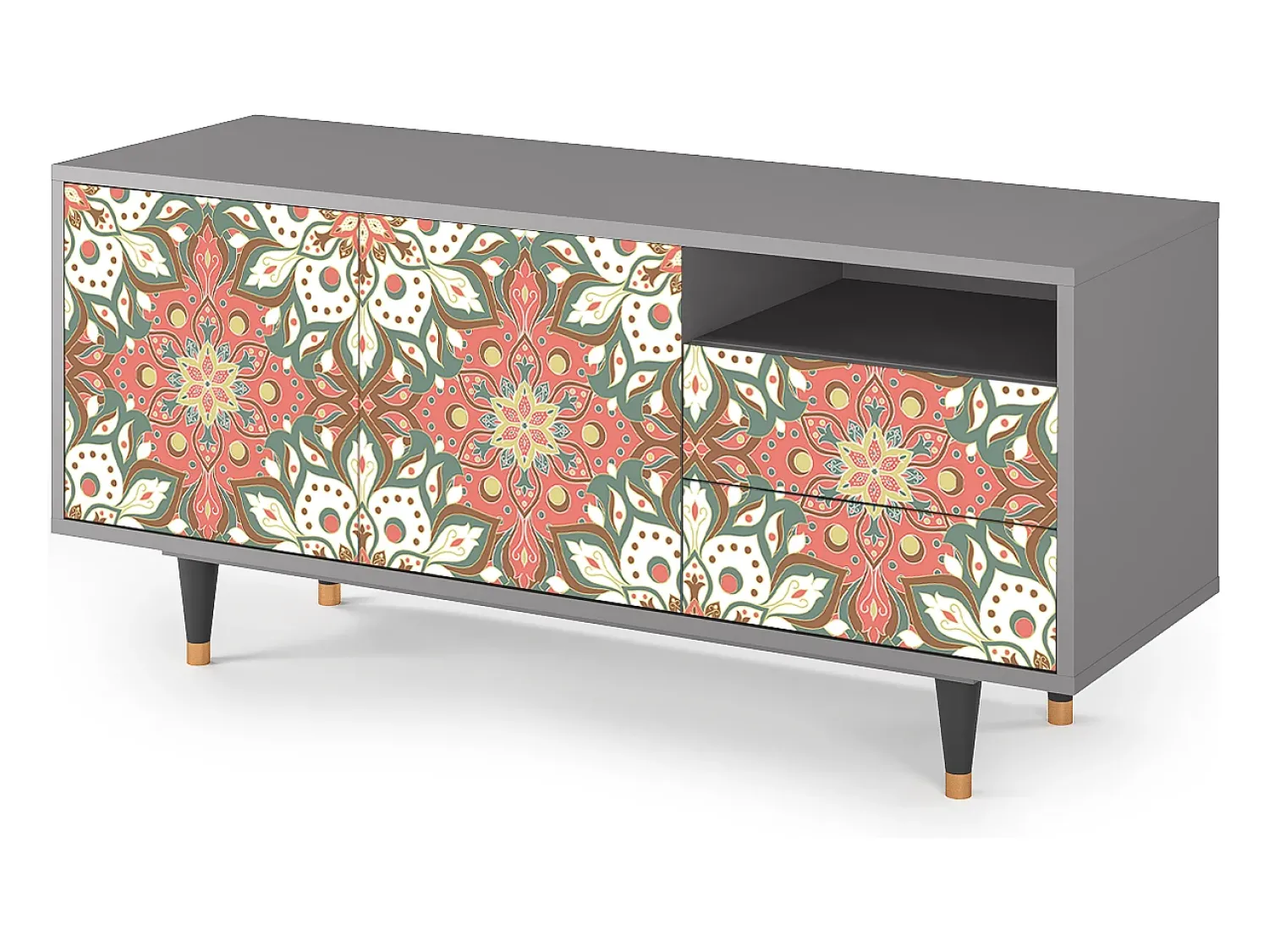 Discount Mueble de TV - 125х56х41 cm - T7 - Peach Grove, Cinza Cinzento