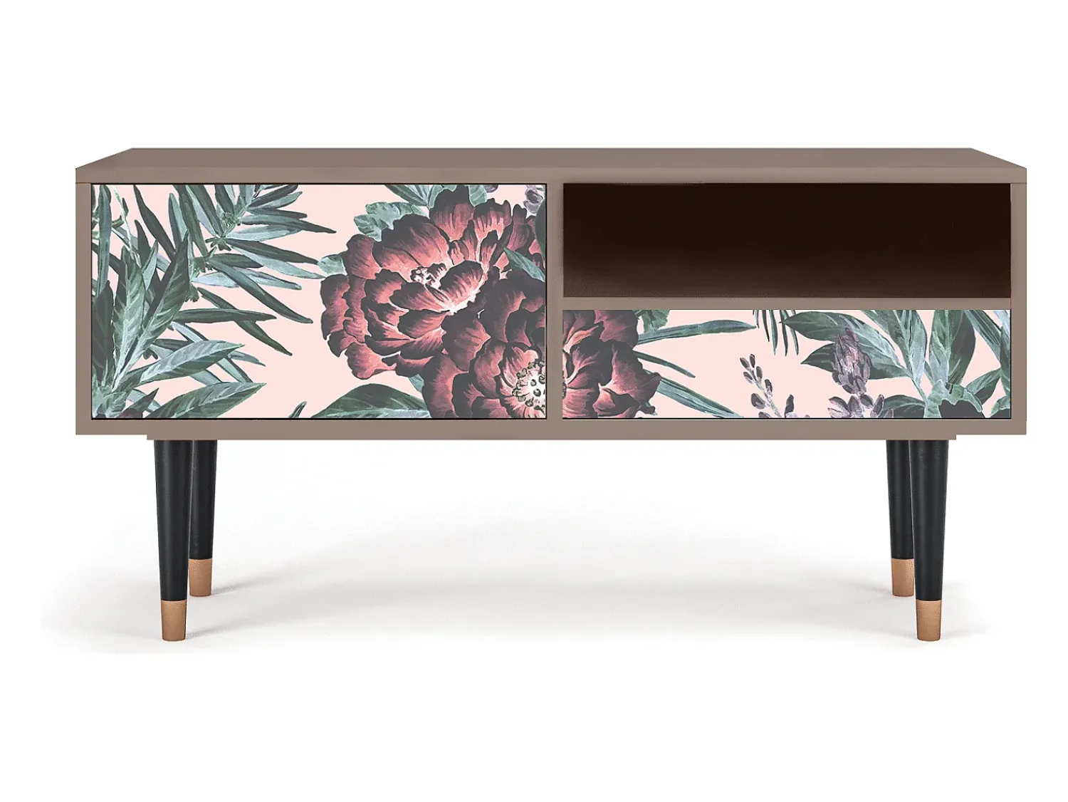 Mueble de TV - 115х59х48 cm - T3 - Peach Peonies, Latte^ Móvel De Tv