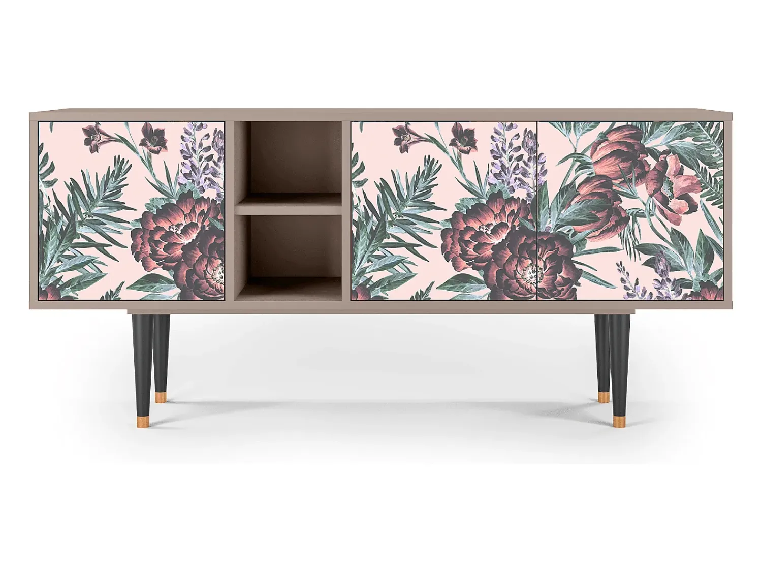 Móvel De Tv| Mueble de TV - 150х69х41 cm - T5 - Peach Peonies, Latte Bege