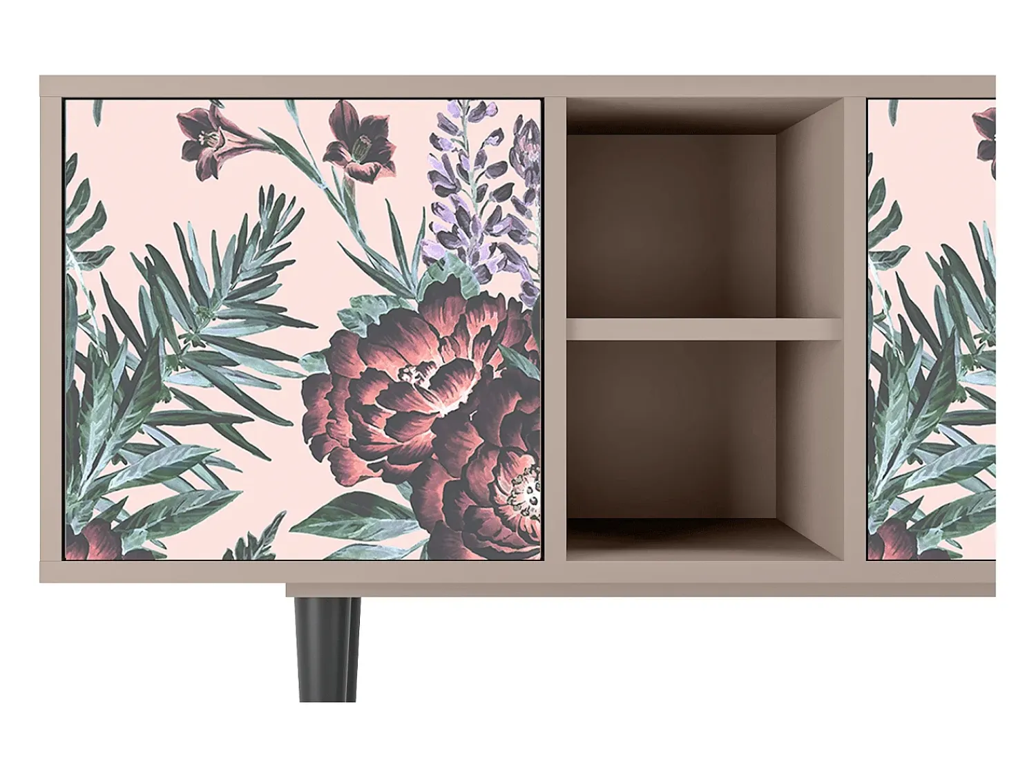 Móvel De Tv| Mueble de TV - 150х69х41 cm - T5 - Peach Peonies, Latte Bege
