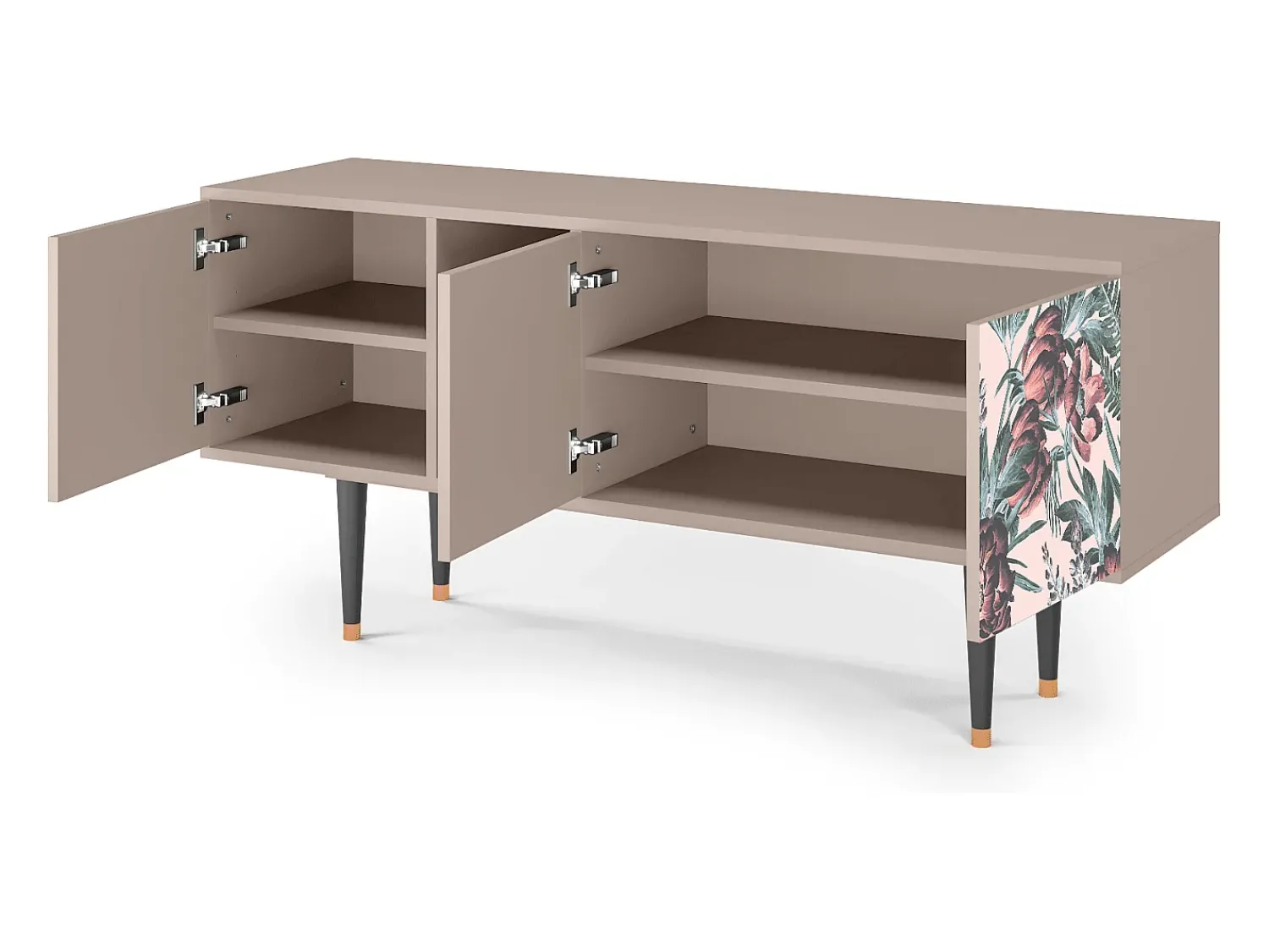 Móvel De Tv| Mueble de TV - 150х69х41 cm - T5 - Peach Peonies, Latte Bege