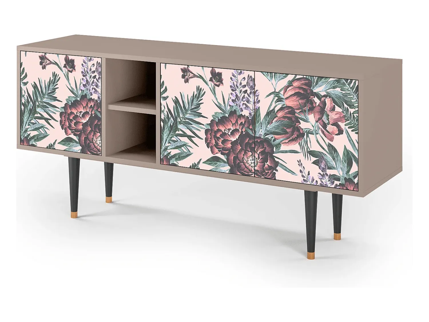 Móvel De Tv| Mueble de TV - 150х69х41 cm - T5 - Peach Peonies, Latte Bege