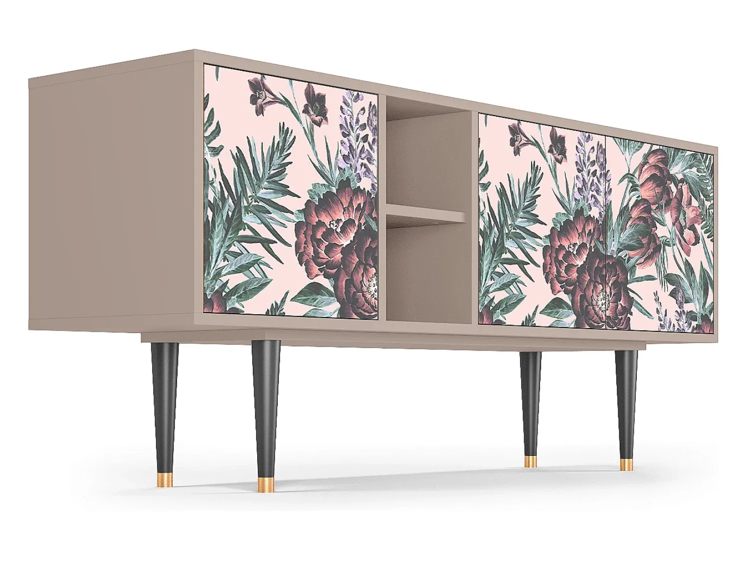 Móvel De Tv| Mueble de TV - 150х69х41 cm - T5 - Peach Peonies, Latte Bege