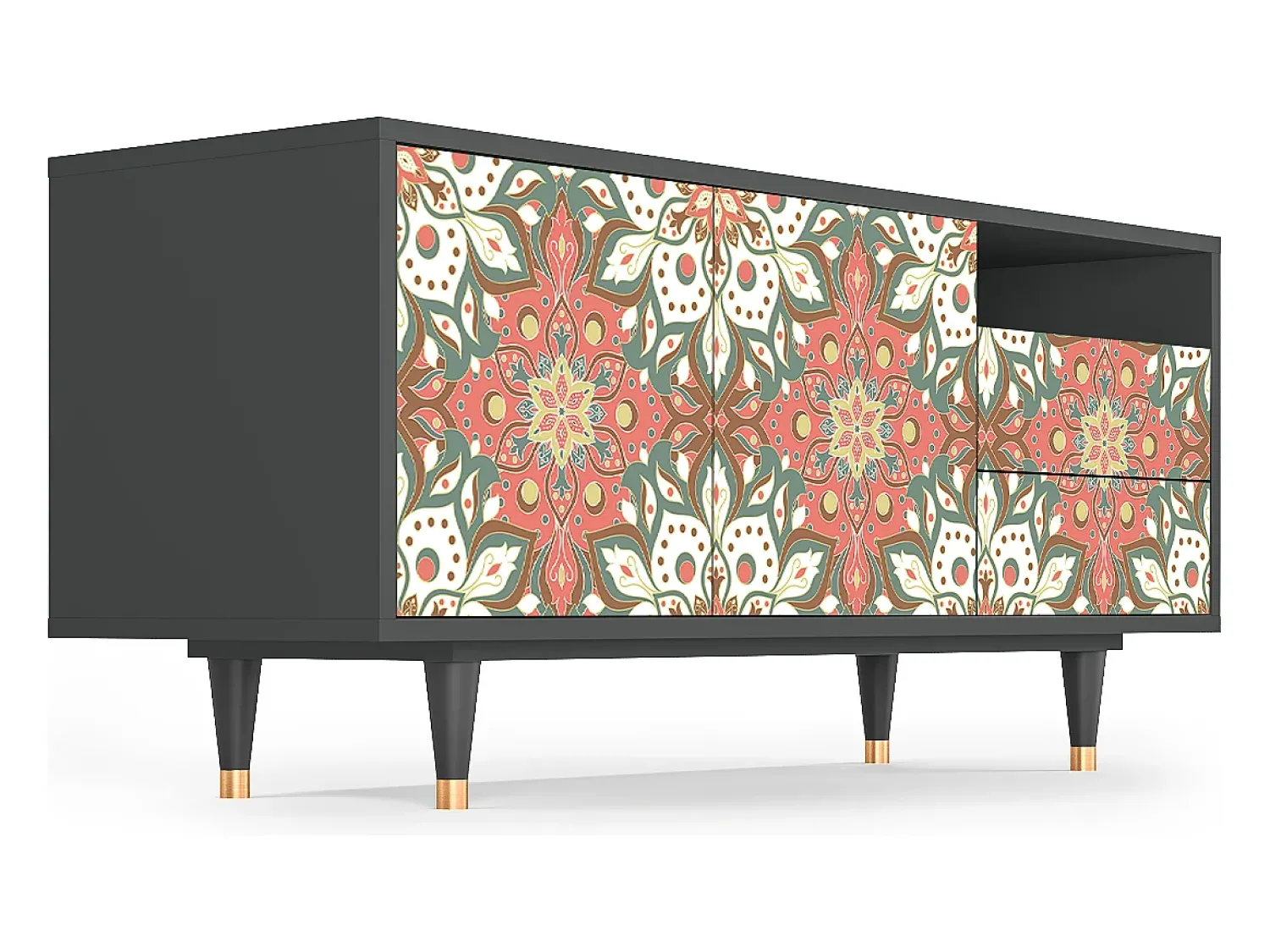 Móvel De Tv| Mueble de TV - 125х56х41 cm - T7 - Peach Grove, Antracite Cinza antracite