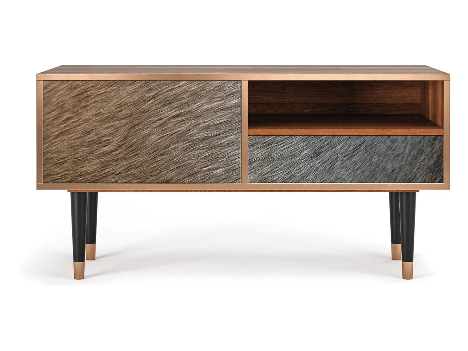 Móvel De Tv* Mueble de TV - 115х59х48 cm - T3 - Peanut Hair, Nogueira Castanho