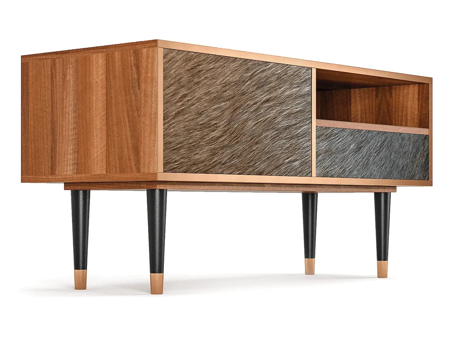 Móvel De Tv* Mueble de TV - 115х59х48 cm - T3 - Peanut Hair, Nogueira Castanho