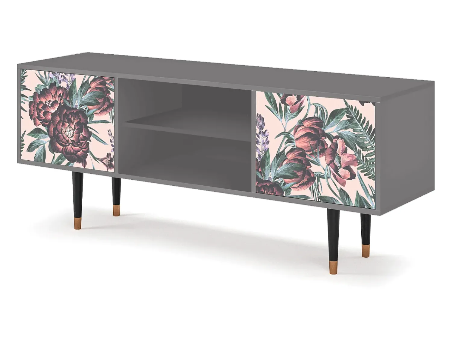 Móvel De Tv| Mueble de TV - 170х69х48 cm - T2 - Peach Peonies, Cinza Cinzento