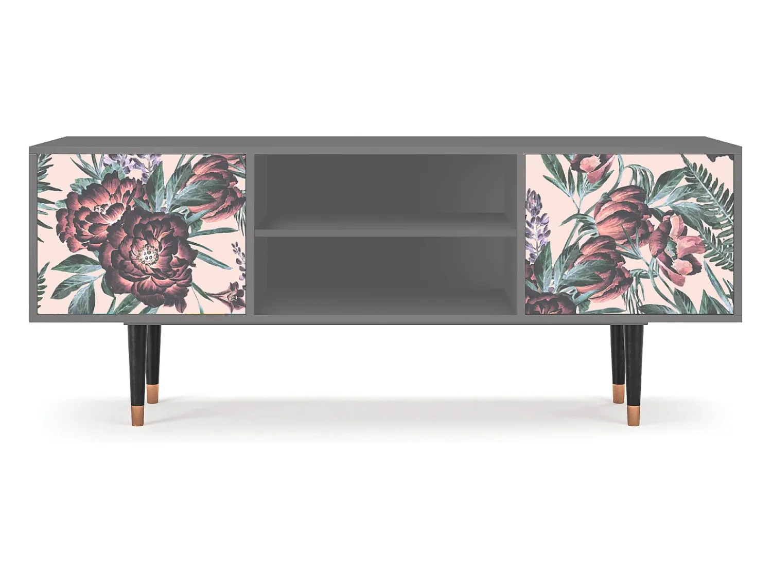 Móvel De Tv| Mueble de TV - 170х69х48 cm - T2 - Peach Peonies, Cinza Cinzento
