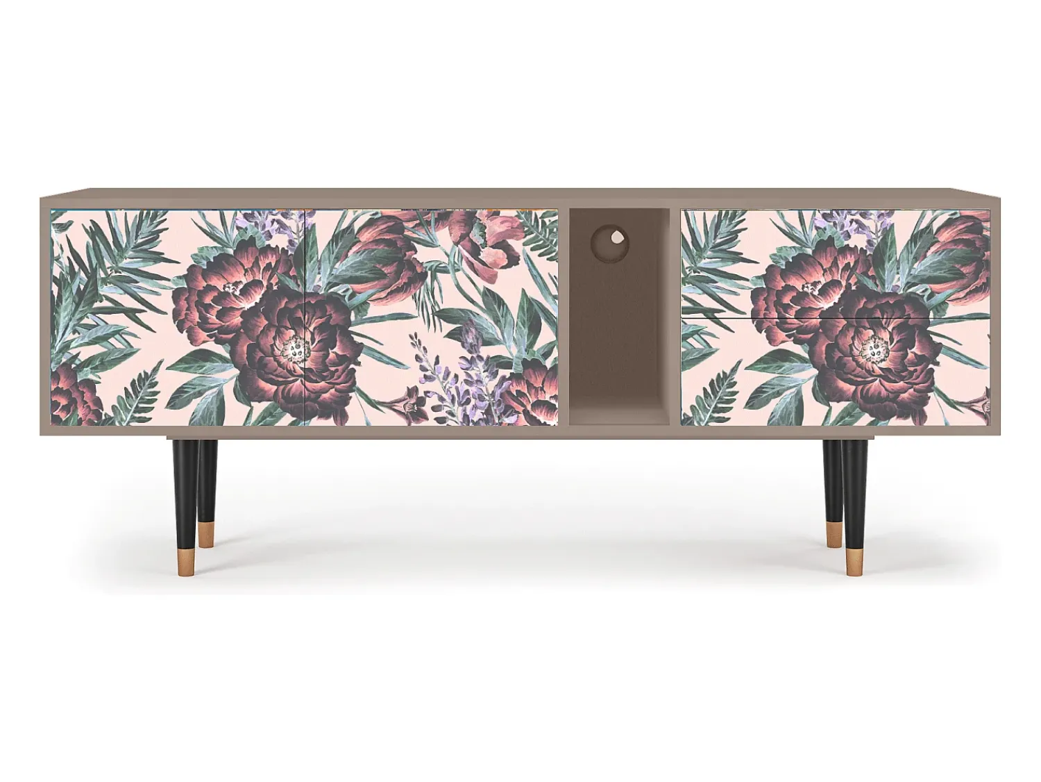 Móvel De Tv* Mueble de TV - 170х69х48 cm - T1 - Peach Peonies, Latte Bege