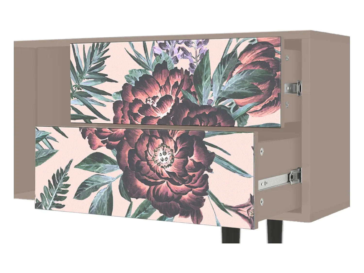 Móvel De Tv* Mueble de TV - 170х69х48 cm - T1 - Peach Peonies, Latte Bege