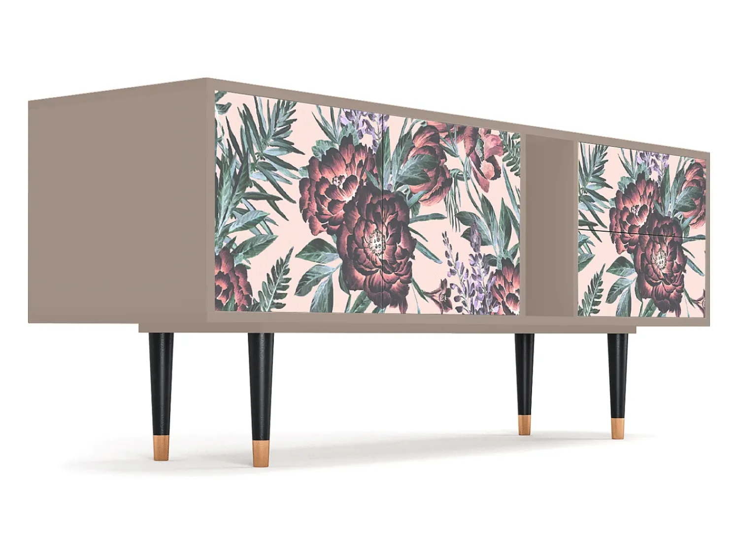 Móvel De Tv* Mueble de TV - 170х69х48 cm - T1 - Peach Peonies, Latte Bege