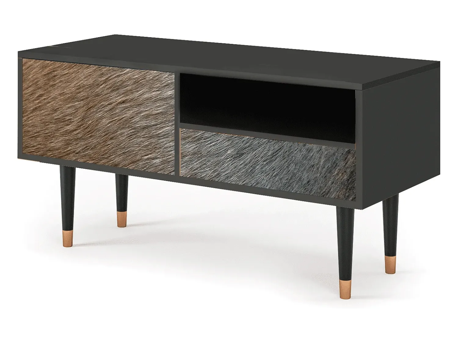 Móvel De Tv| Mueble de TV - 115х59х48 cm - T3 - Peanut Hair, Antracite Cinza antracite