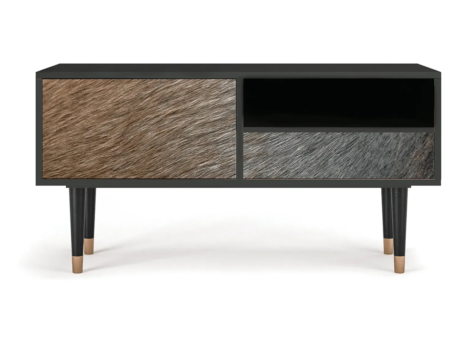 Móvel De Tv| Mueble de TV - 115х59х48 cm - T3 - Peanut Hair, Antracite Cinza antracite