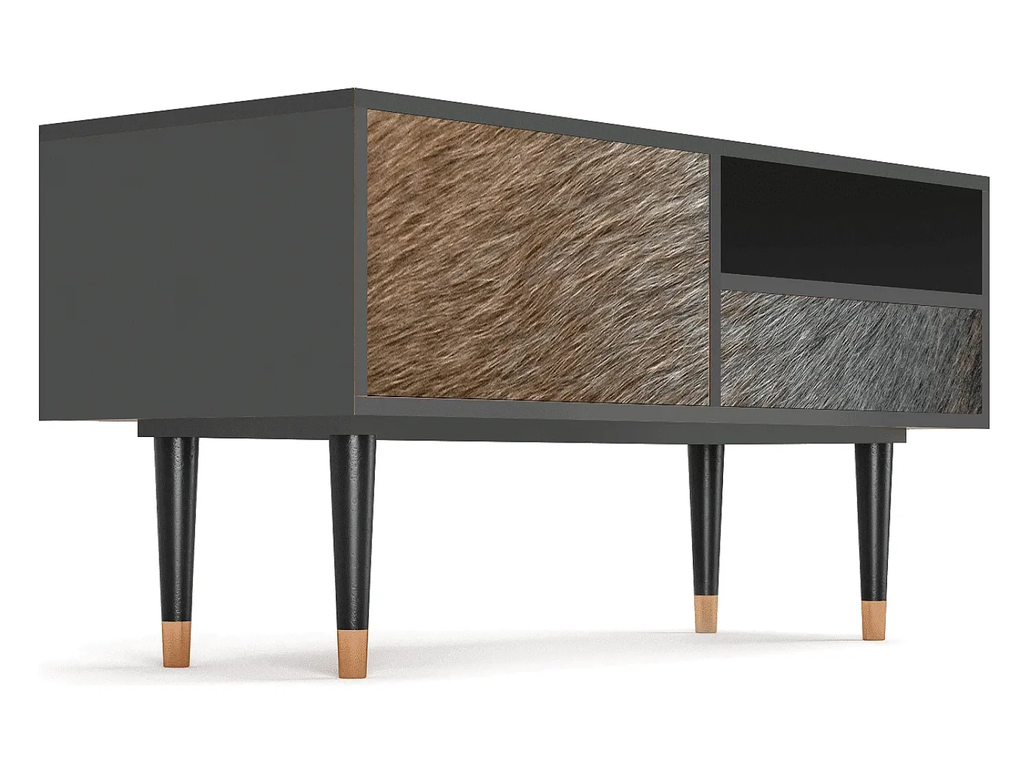 Móvel De Tv| Mueble de TV - 115х59х48 cm - T3 - Peanut Hair, Antracite Cinza antracite