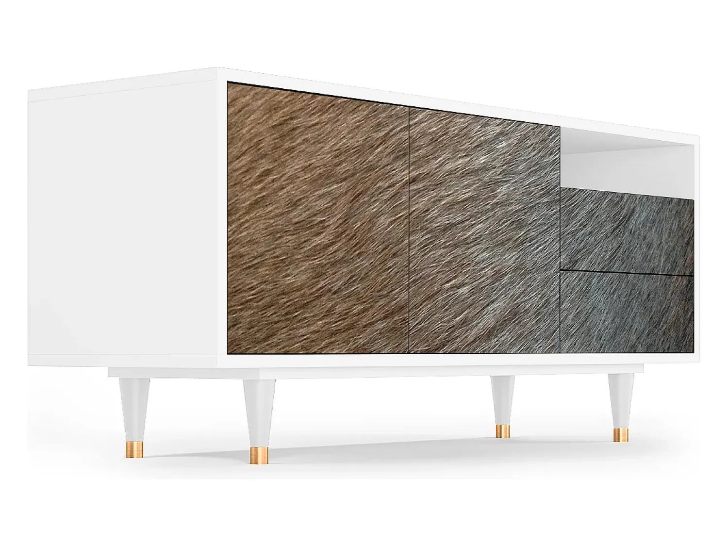 Sale Mueble de TV - 125х56х41 cm - T7 - Peanut Hair, Branco Bege