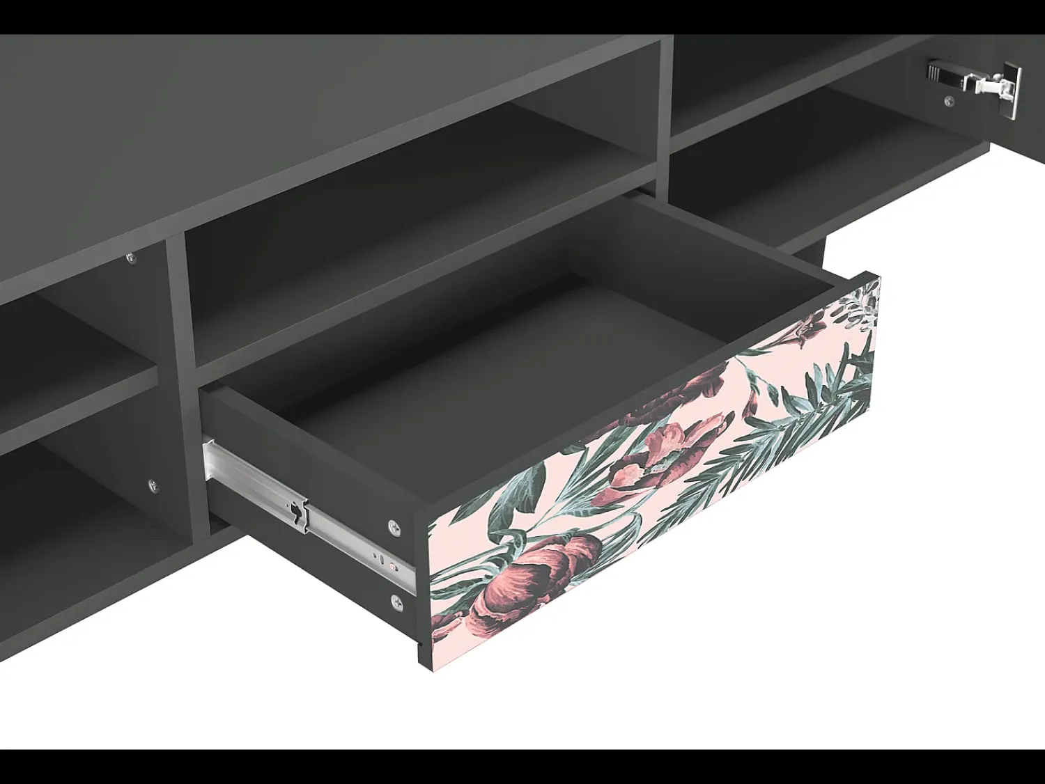 Clearance Mueble de TV - 170х59х41 cm - T6 - Peach Peonies, Antracite Cinza antracite