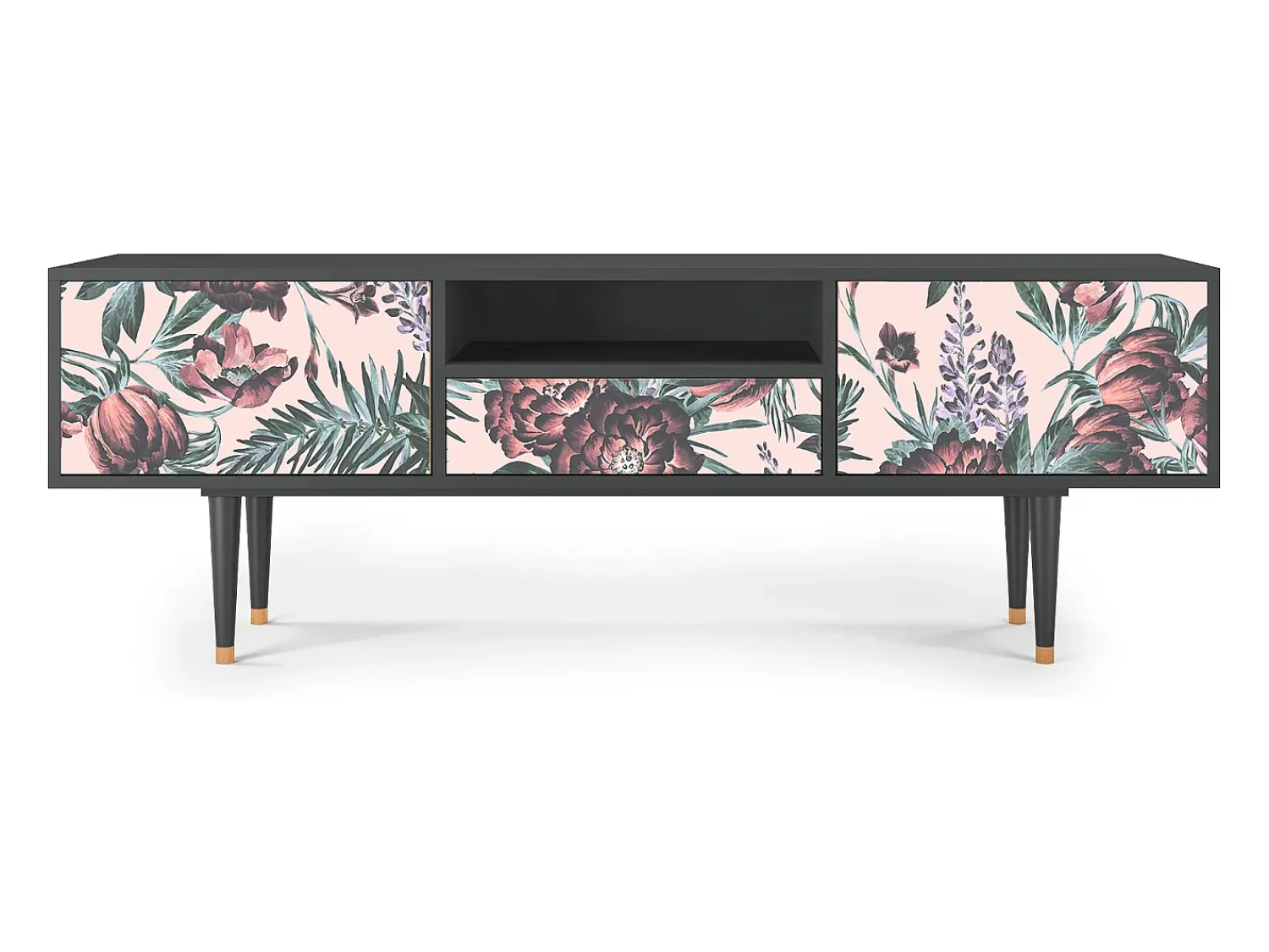 Clearance Mueble de TV - 170х59х41 cm - T6 - Peach Peonies, Antracite Cinza antracite