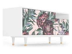Best Mueble de TV - 125х56х41 cm - T7 - Peach Peonies, Branco Bege