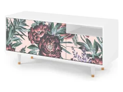 Best Mueble de TV - 125х56х41 cm - T7 - Peach Peonies, Branco Bege