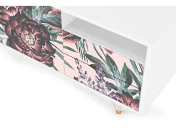Best Mueble de TV - 125х56х41 cm - T7 - Peach Peonies, Branco Bege