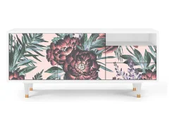Best Mueble de TV - 125х56х41 cm - T7 - Peach Peonies, Branco Bege