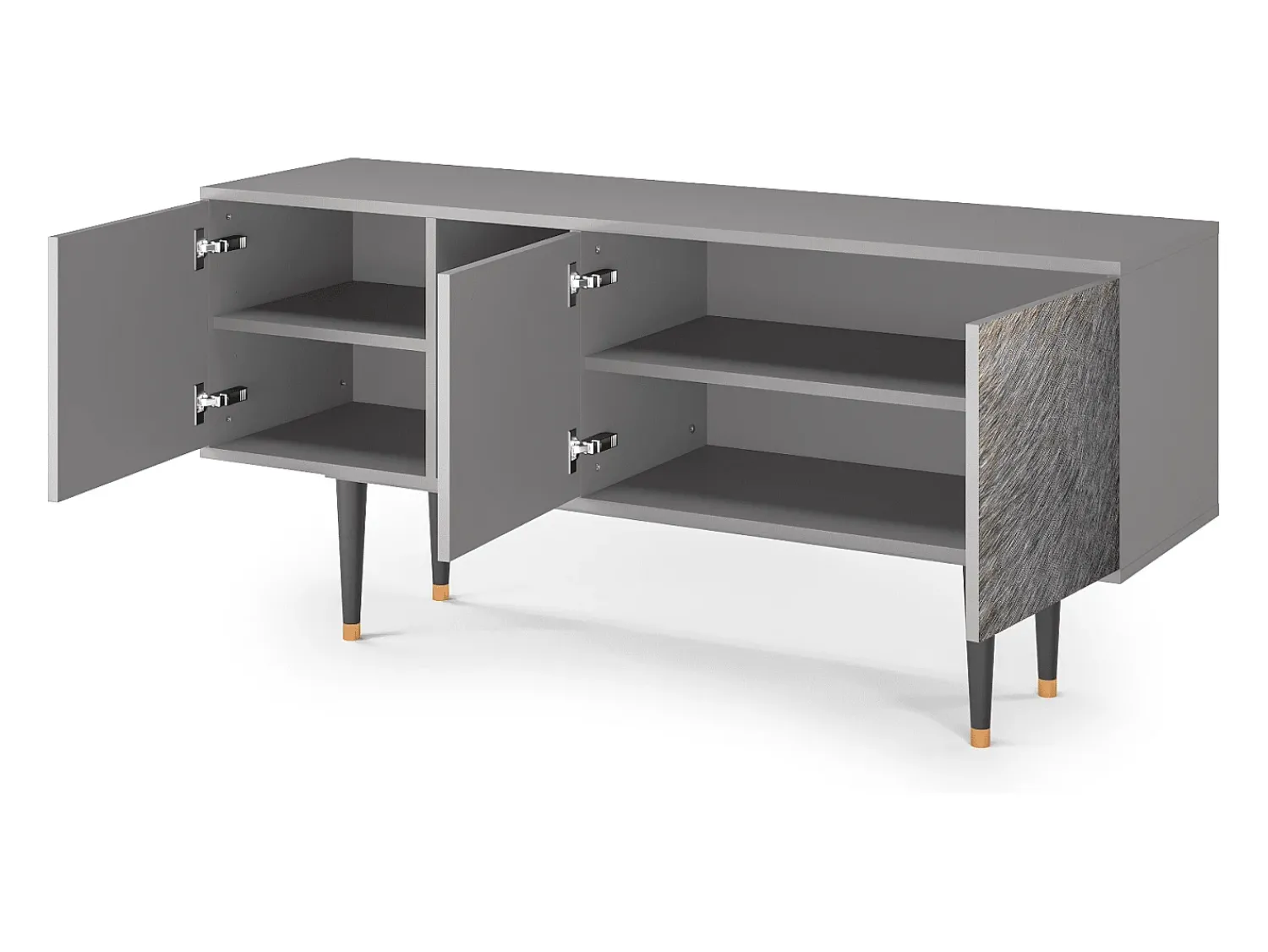 New Mueble de TV - 150х69х41 cm - T5 - Peanut Hair, Cinza Cinzento