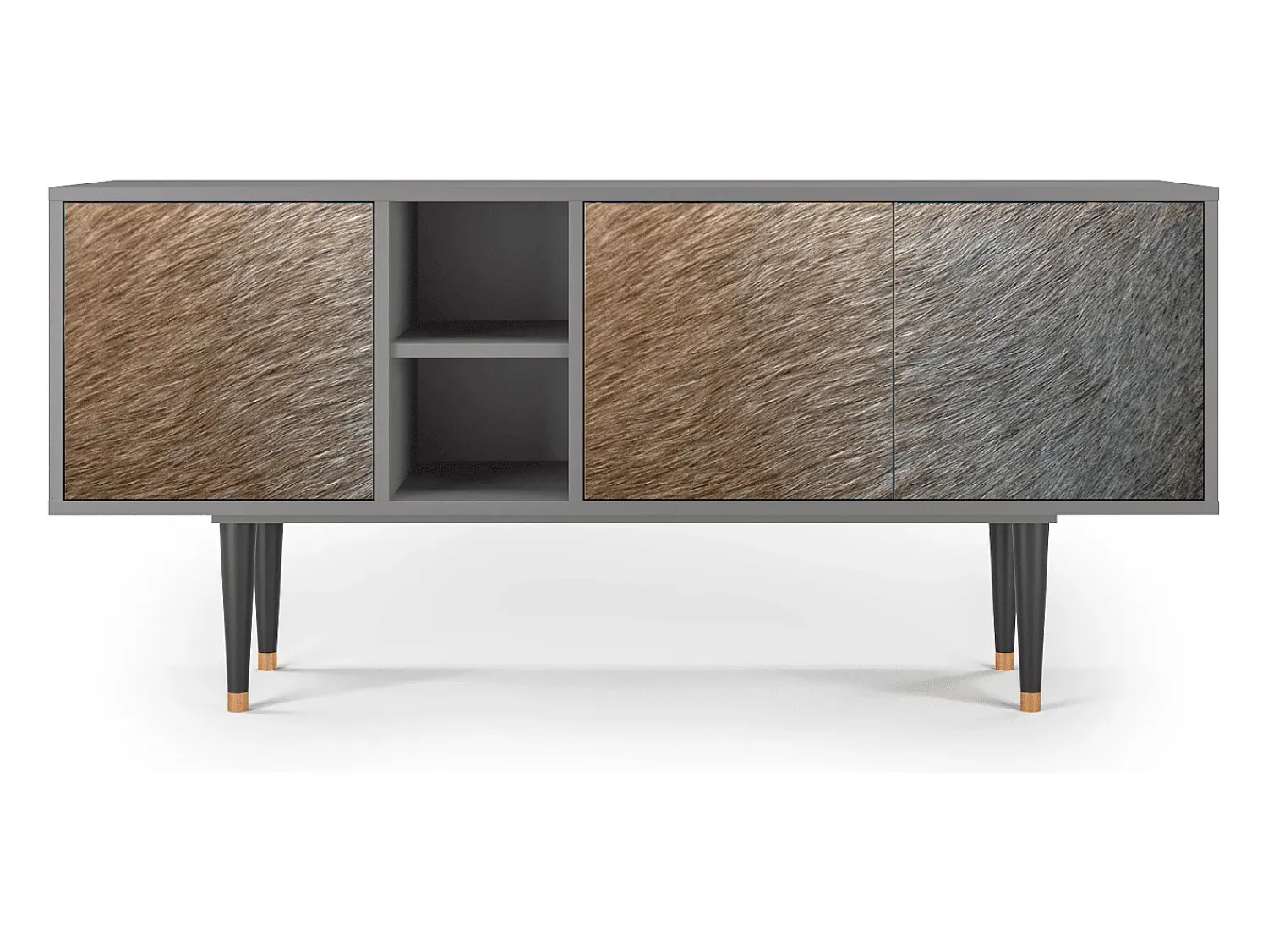 New Mueble de TV - 150х69х41 cm - T5 - Peanut Hair, Cinza Cinzento