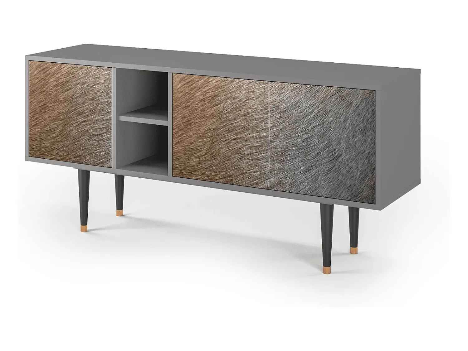 New Mueble de TV - 150х69х41 cm - T5 - Peanut Hair, Cinza Cinzento