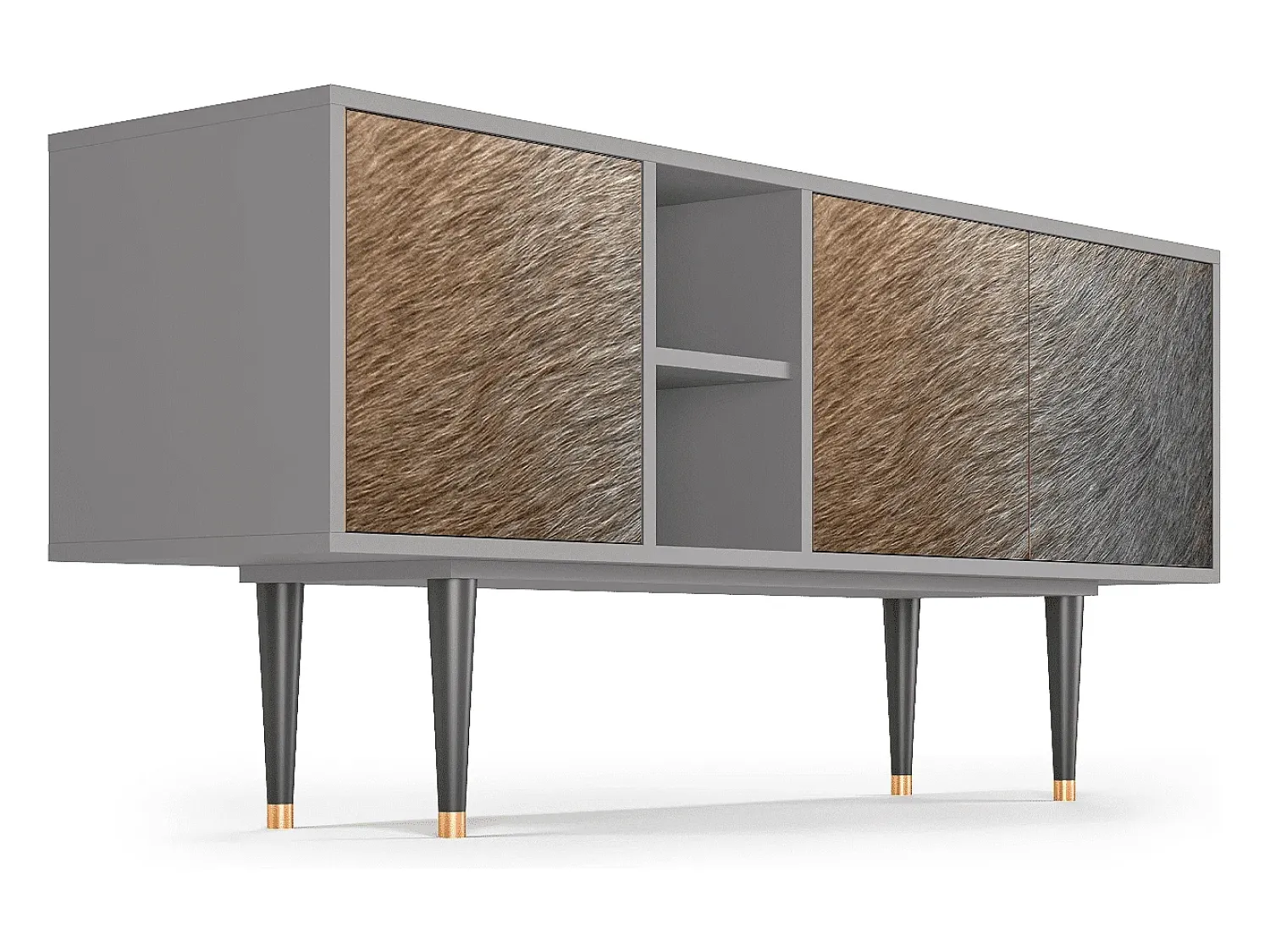 New Mueble de TV - 150х69х41 cm - T5 - Peanut Hair, Cinza Cinzento